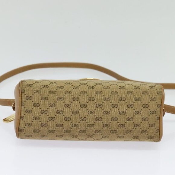 GUCCI Micro GG Canvas Shoulder Bag Vintage Beige Gold Auth BA4063 - Picture 6 of 16